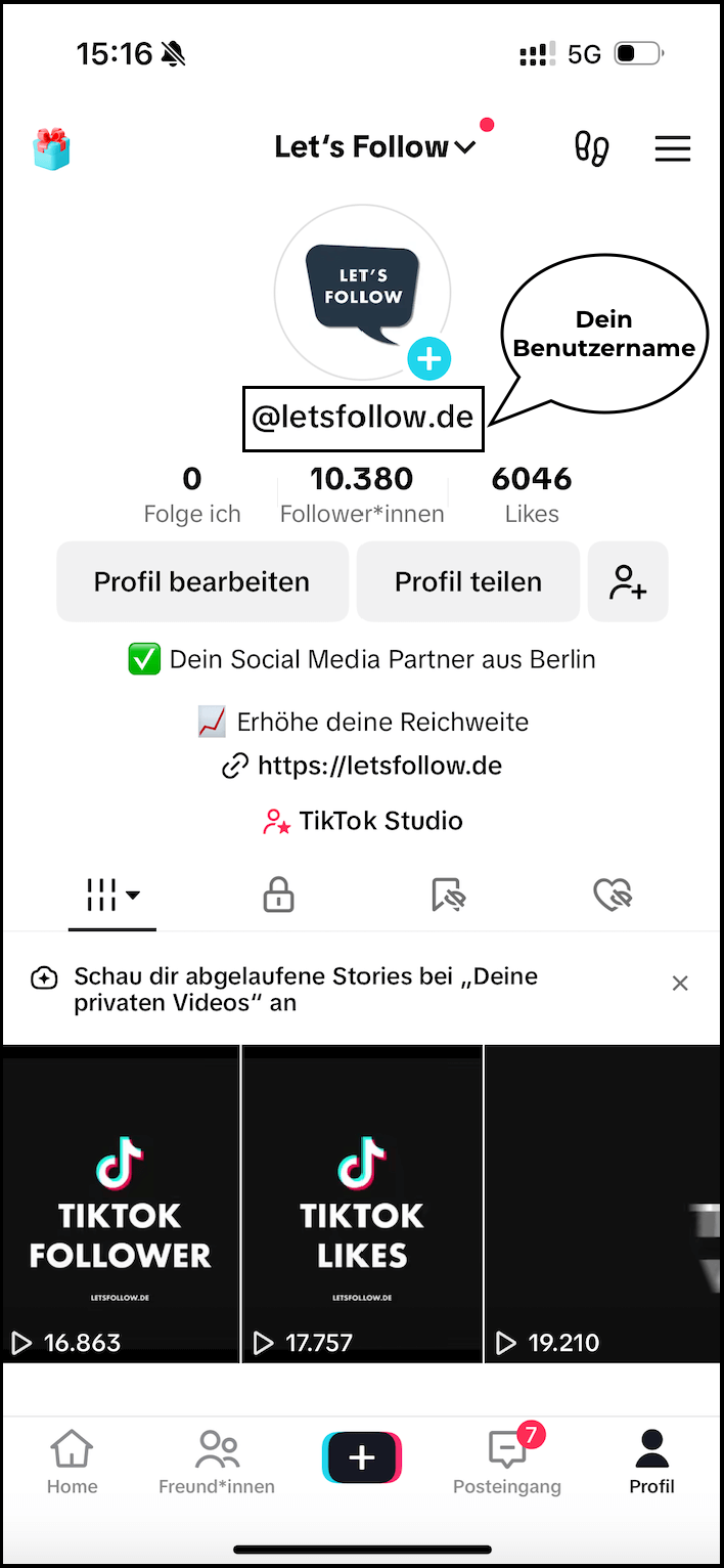 TikTok Benutzername